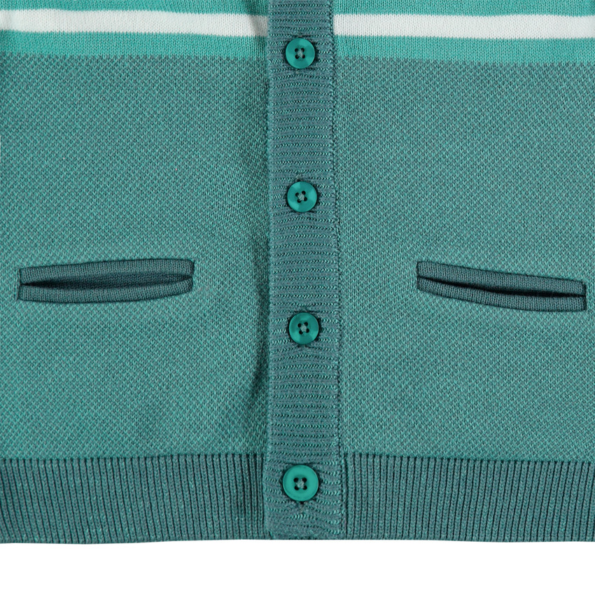 Πλεκτή ζακέτα με ρίγες και τσέπες 