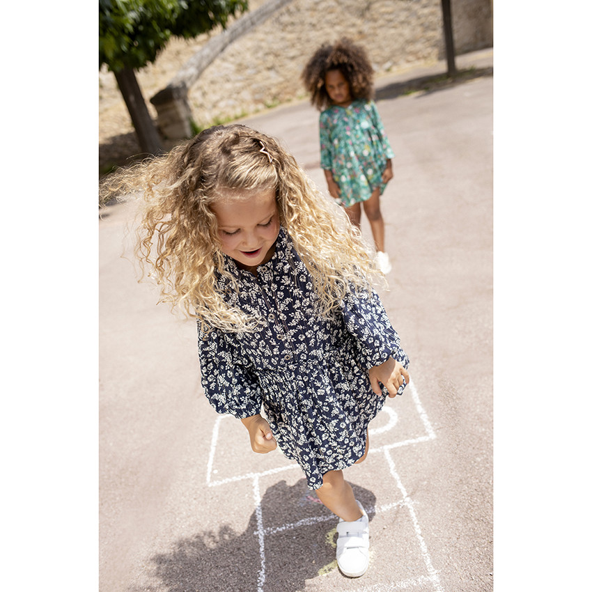 Φόρεμα μακρυμάνικο με σχέδιο floral και φαρδιά γραμμή 