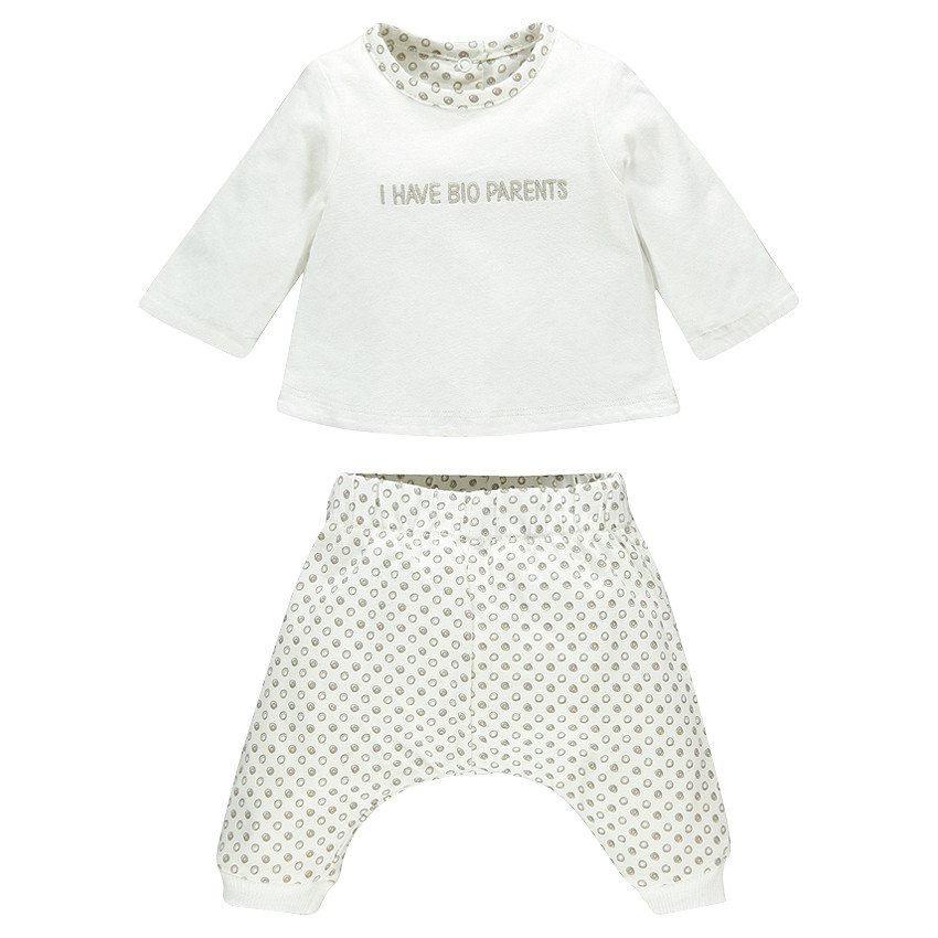 Σετ νεογέννητου δύο όψεων κοντομάνικο και παντελόνι με χαμηλό καβάλο  με οργανικό βαμβάκι 
