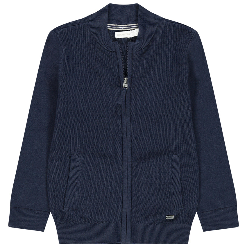 Πλεκτή ζακέτα με φερμουάρ και τσέπες 