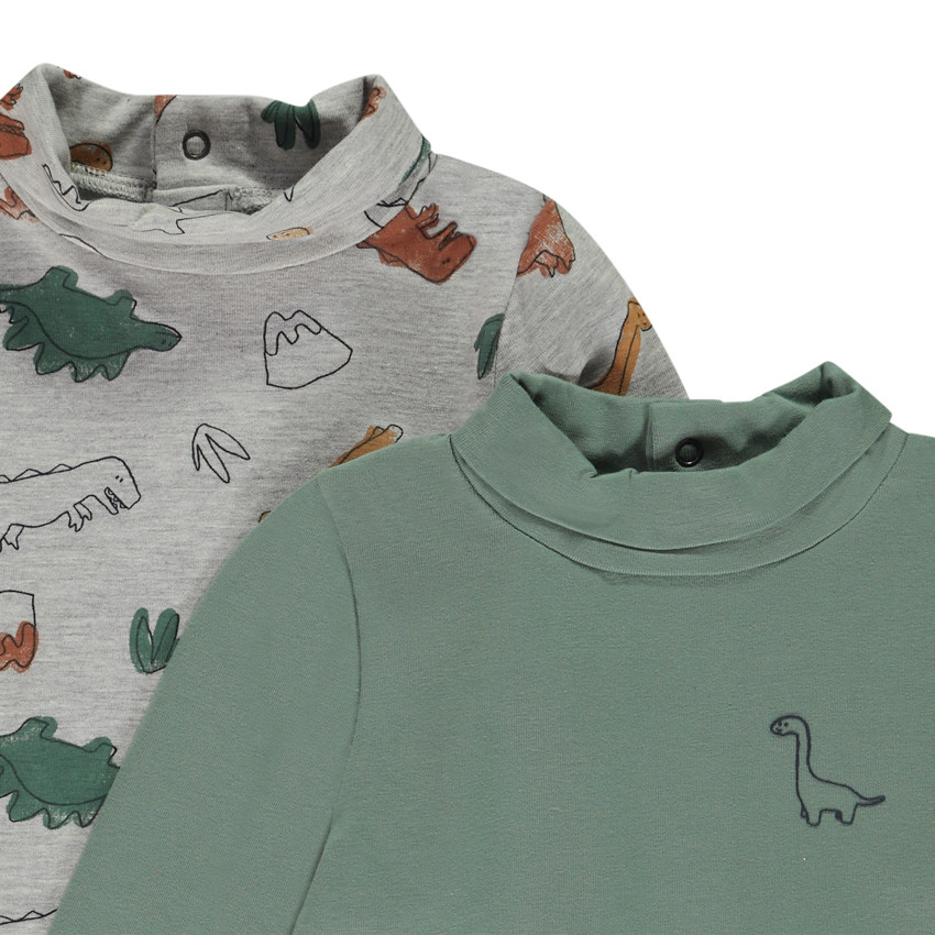 Σετ από 2 πλεκτά μπλουζάκια με ψηλό λαιμό για μωρό αγόρι 