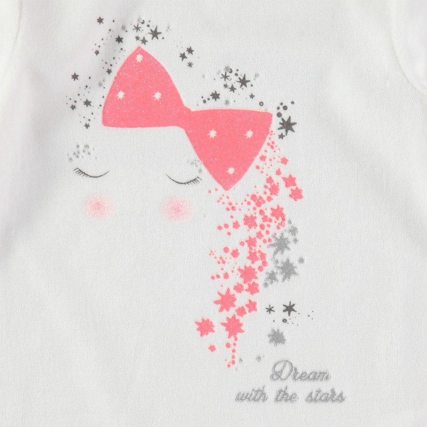 Δίχρωμη βελουτέ πιτζάμα με τυπωμένη πριγκίπισσα 