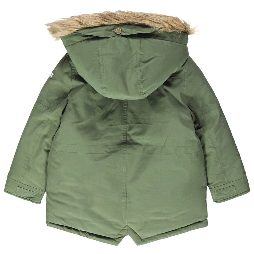 Υφασμάτινο παρκά με επένδυση από sherpa, αφαιρούμενη κουκούλα και τσέπες 