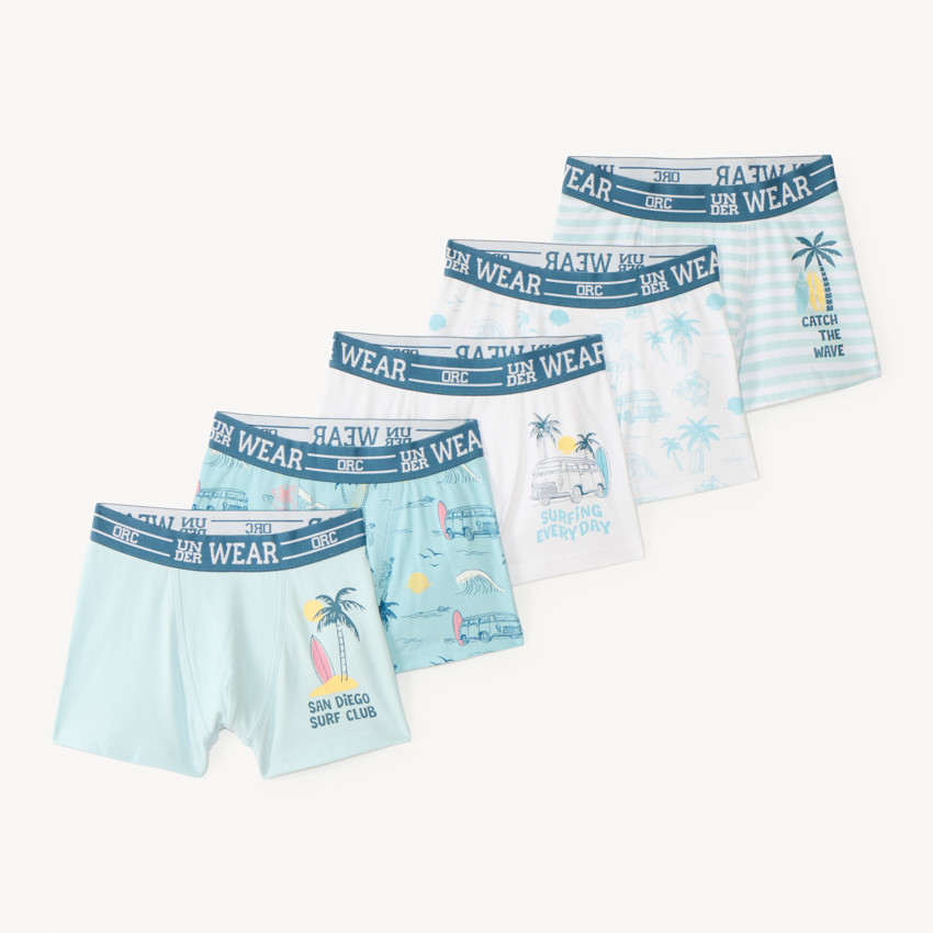 Lot de 5 boxers motifs fantaisie surf pour garçon 