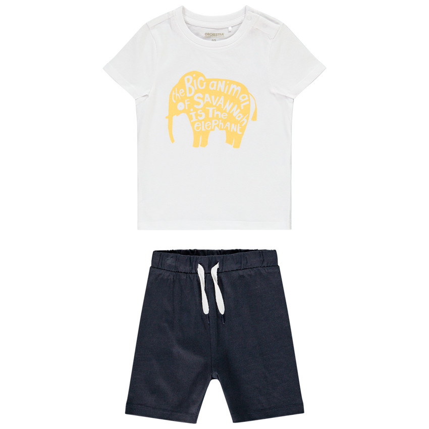 Ensemble t-shirt print éléphant + short uni pour bébé garçon Main Ensemble t-shirt print éléphant + short uni pour bébé garçon