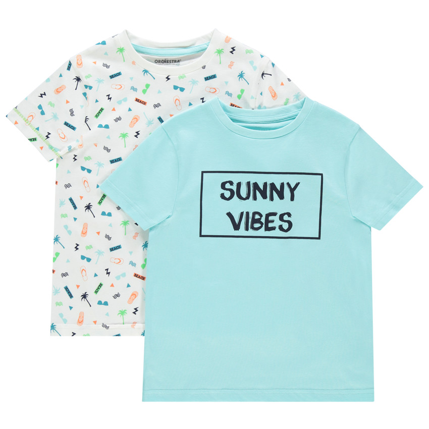 Σετ από 2 t-shirts με οργανικό βαμβάκι με σχέδιο / με μήνυμα για αγόρι Main Σετ από 2 t-shirts με οργανικό βαμβάκι με σχέδιο / με μήνυμα για αγόρι