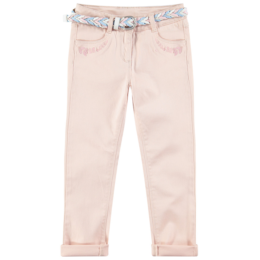 Slim παντελόνι με αφαιρούμενη ζώνη σε σχέδιο πλεξίδας 