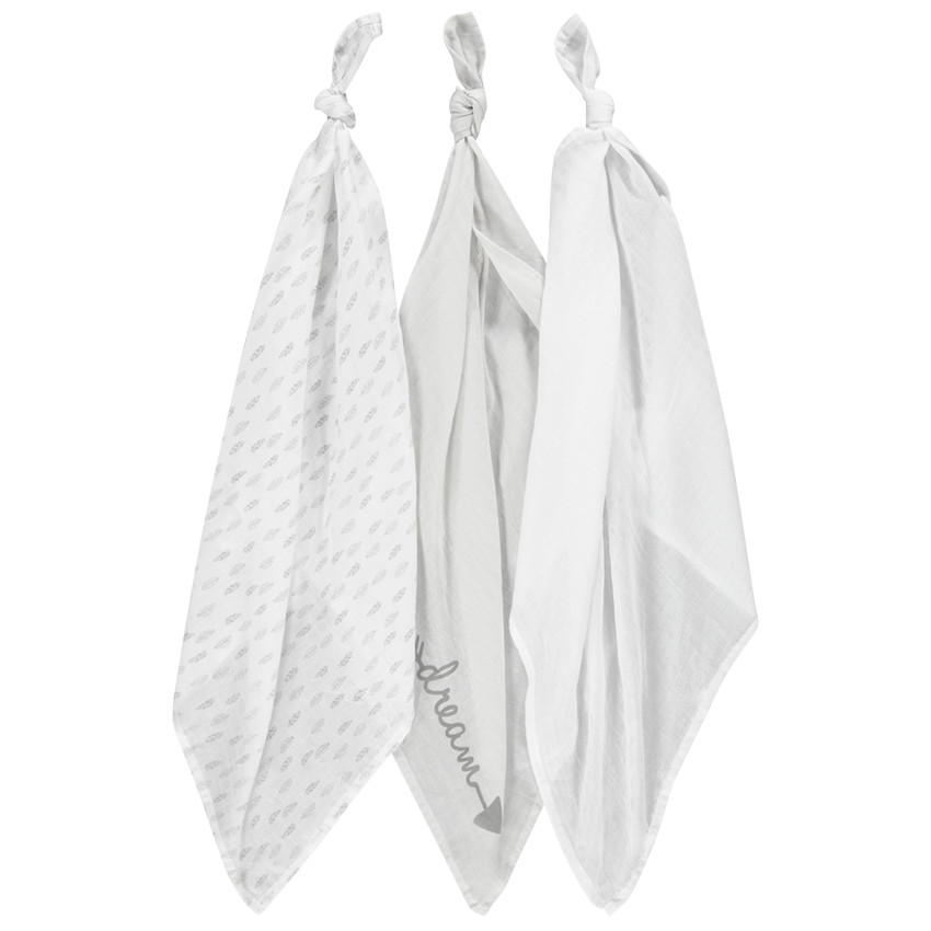 Σετ 3 τετράγωνες πάνες αγκαλιάς με μοτίβο φτερά 