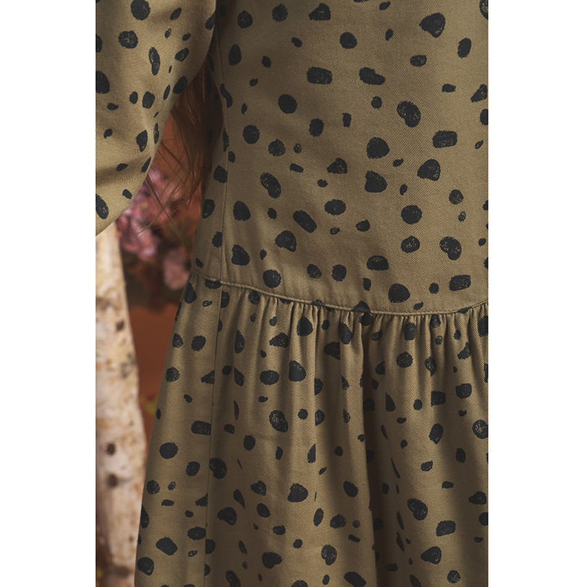 Robe manches longues en toile imprimé fantaisie pour fille Main Robe manches longues en toile imprimé fantaisie pour fille
