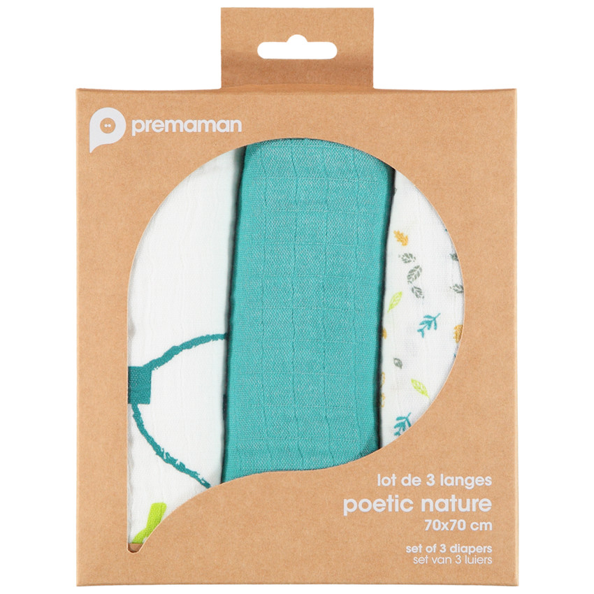 Lot de 3 langes en gaze de coton garçon  Additional Lot de 3 langes en gaze de coton garçon