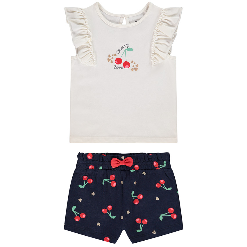 Σετ 2 τμχ. σε jersey με print κεράσια για bebe κορίτσι 