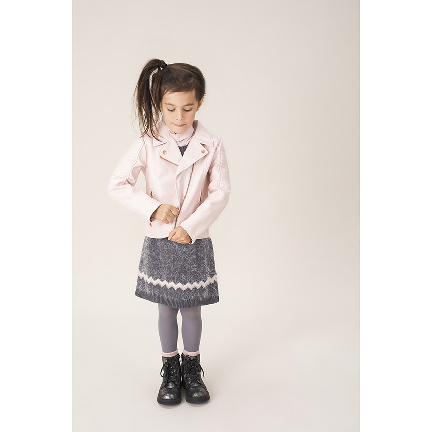 Ροζ τζάκετ perfecto από συνθετικό δέρμα με τσέπες και φερμουάρ 