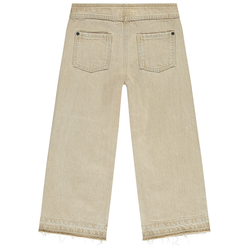 Φαρδιά τζιν με εφέ ξεθωριασμένου και κρόσσια για κορίτσι 