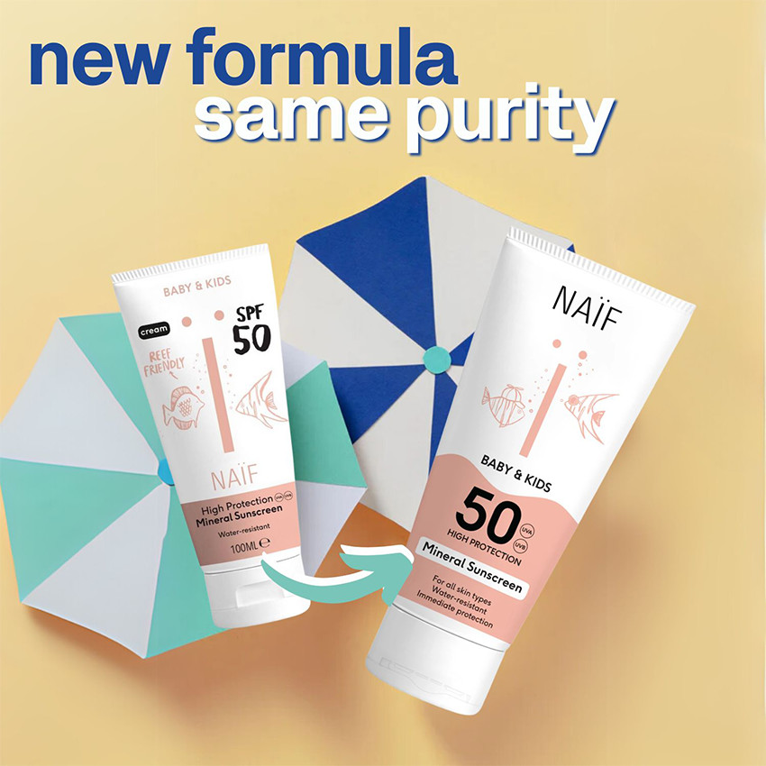 Αντηλιακό Γαλάκτωμα Προσώπου & Σώματος για Βρέφη & Παιδιά, με Άρωμα & SPF50, 100ml Naif 