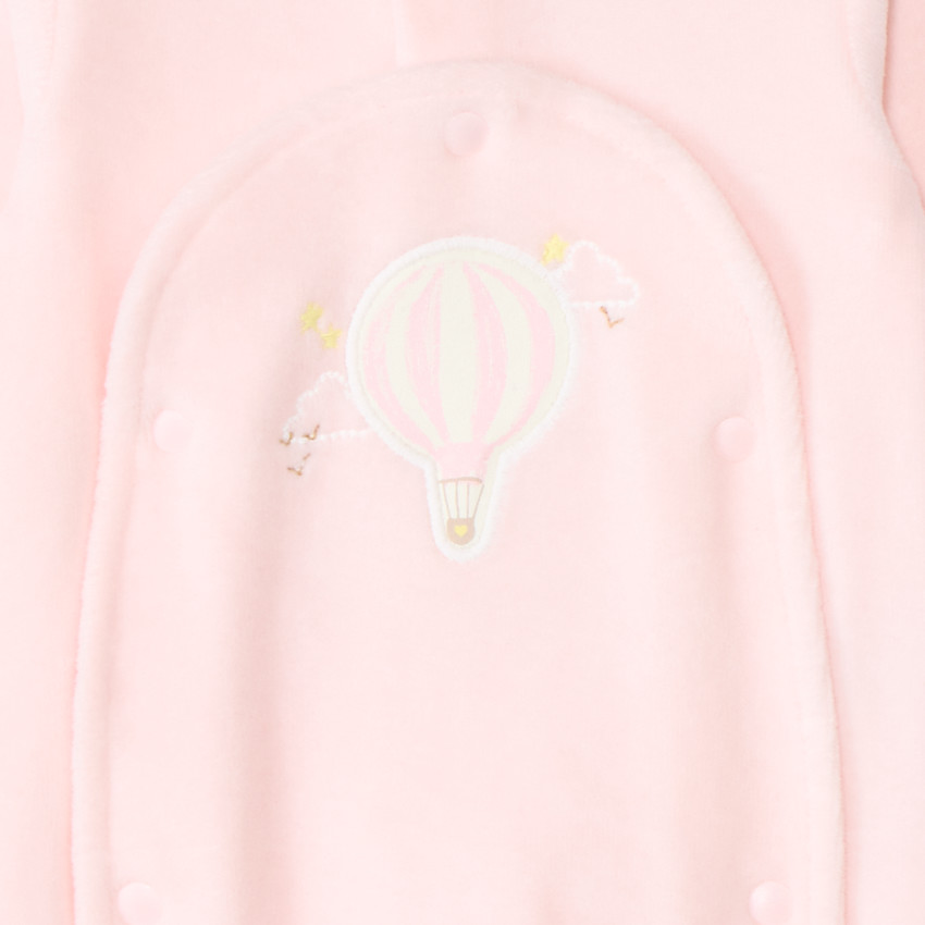 Φορμάκι βελουτέ με patch montgolfière για πρόωρο μωρό κορίτσι 