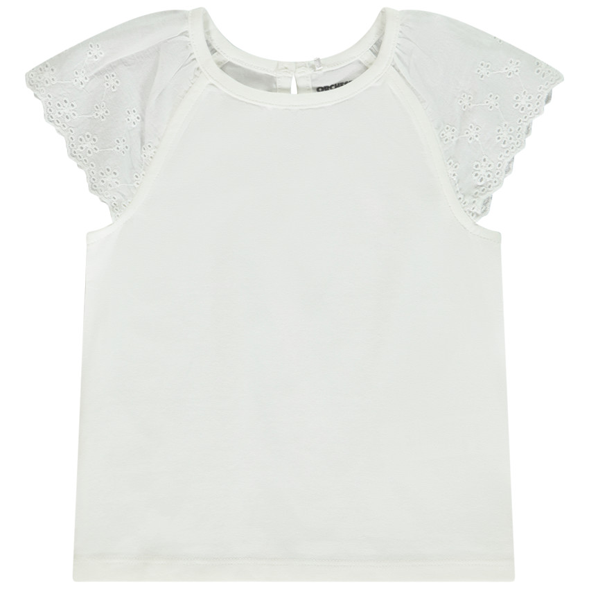 Κοντομάνικο μπλουζάκι με αγγλική δαντέλα για bebe κορίτσι 
