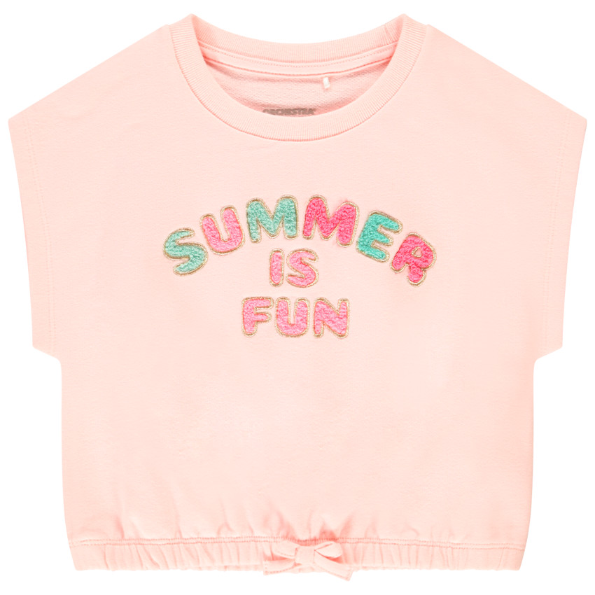 T-shirt forme boîte avec patch bouclette pour fille Main T-shirt forme boîte avec patch bouclette pour fille