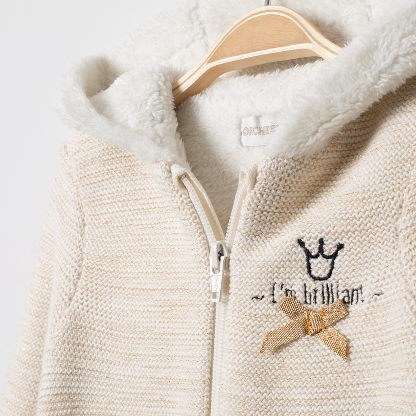 Veste en tricot à capuche doublée sherpa  Additional Veste en tricot à capuche doublée sherpa