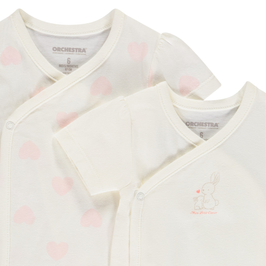 Σετ από 2 bodies κοντομάνικα φαντασίας για μωρό κορίτσι 