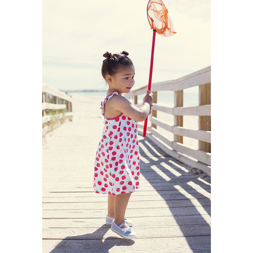 Φόρεμα με σχέδιο και τιράντες με βολάν για μωρό κορίτσι 