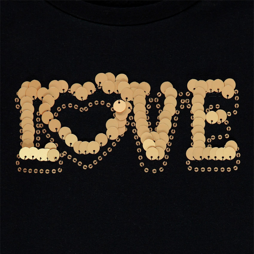 Sweat en molleton gratté à inscription en sequins dorés  Additional Sweat en molleton gratté à inscription en sequins dorés