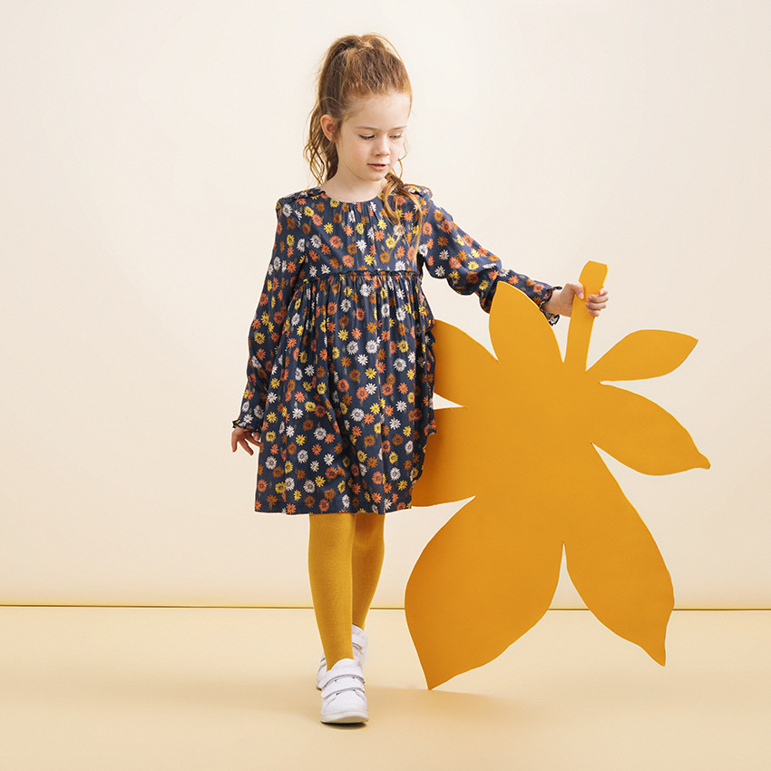 Robe manches longues à fleurs all-over  