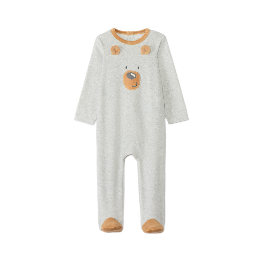 Πιτζάμα βελουτέ με φαντεζί σχέδιο για μωρό αγόρι 