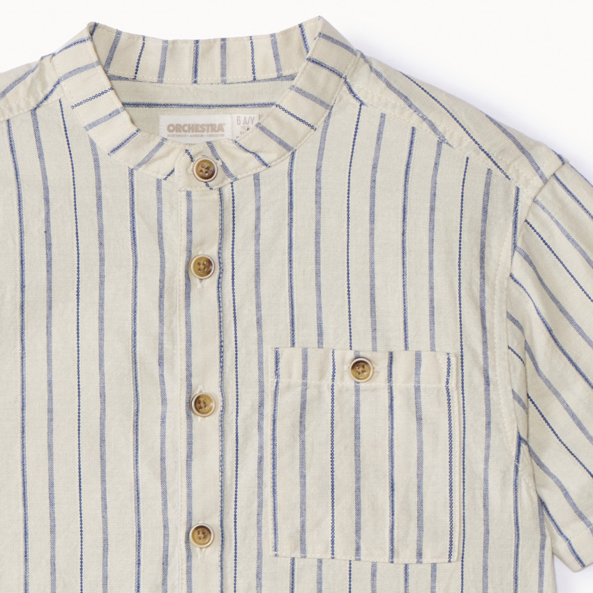 Κοντομάνικο ριγέ πουκάμισο με τσέπη για αγόρι 