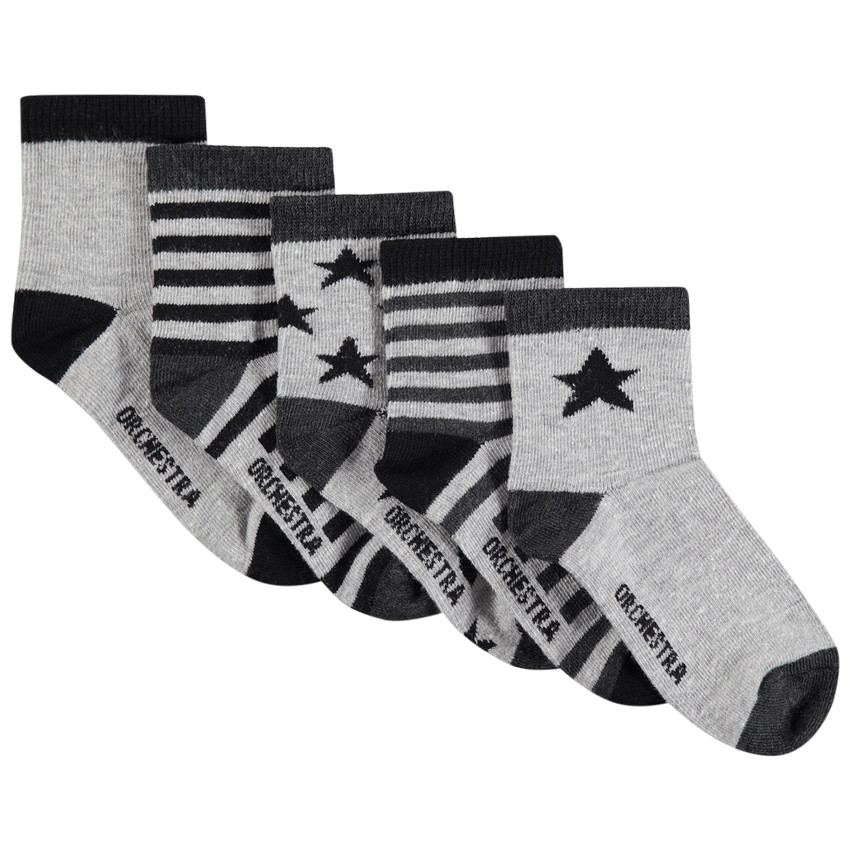 Σετ 5 ζευγάρια ασορτί κάλτσες με ζακάρ αστέρια/ρίγες  Additional Σετ 5 ζευγάρια ασορτί κάλτσες με ζακάρ αστέρια/ρίγες