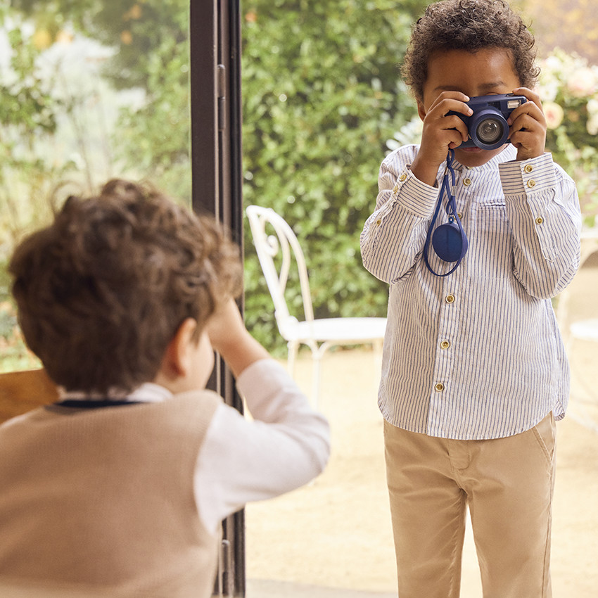 Πουκάμισο μακρυμάνικο με ριγέ σχέδιο και γιακά mao για αγόρι 