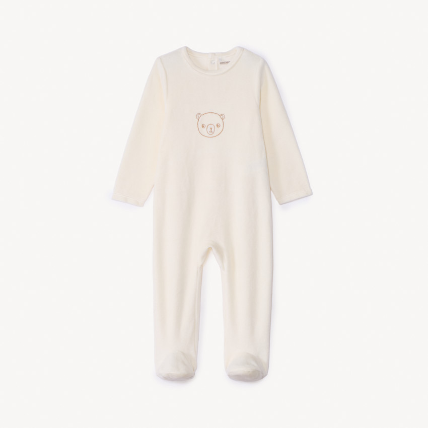 Πιτζάμα βελουτέ με κέντημα ζώου για μωρό αγόρι 