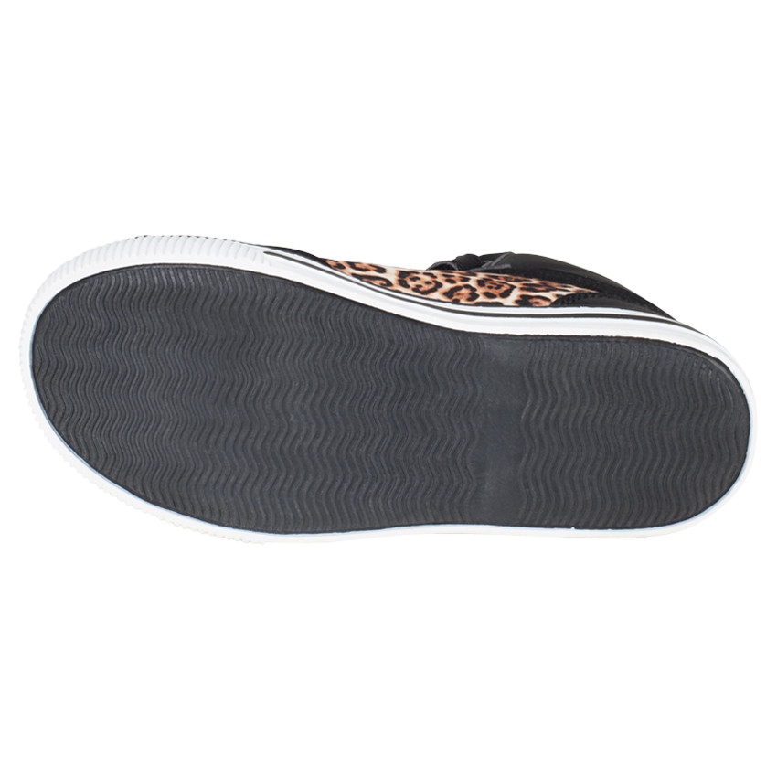 US Marshall Baskets montantes noires et léopard à lacets élastiqués du 28 au 35  