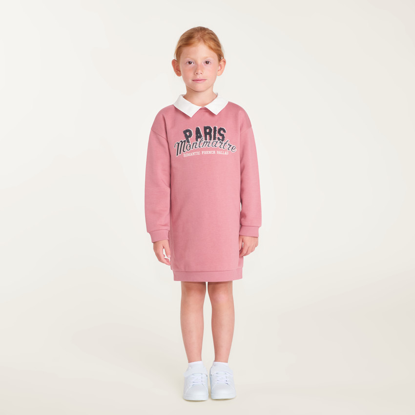 Φόρεμα με εφέ φούτερ για κορίτσι με πουκάμισο λαιμό. 