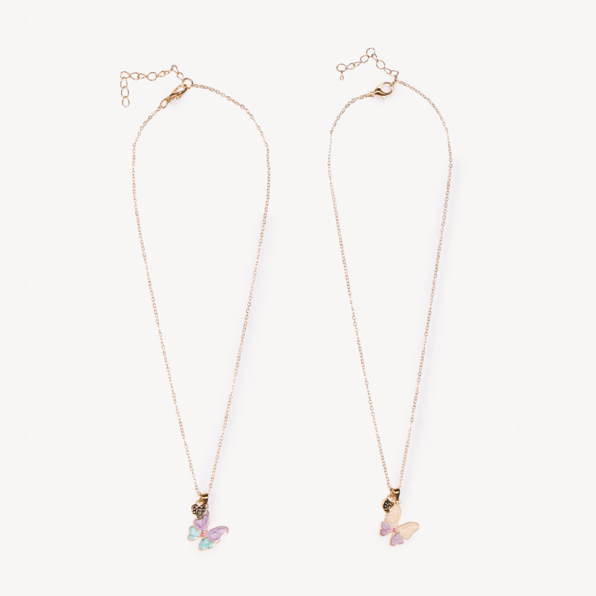 Σετ από 2 κολιέ με κρεμαστό πεταλούδα για κορίτσι 