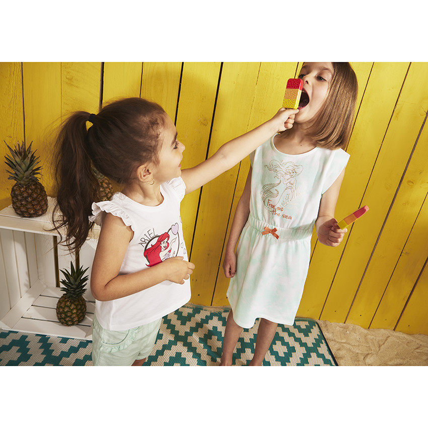 Μπλουζάκι αμάνικο από jersey print Ariel Disney για bebe κορίτσι 