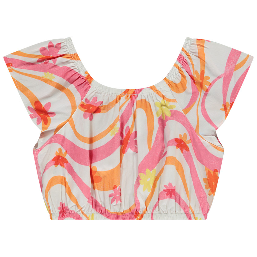 Τοπ με ελαστική λαιμόκοψη και φαντεζί σχέδιο για κορίτσι 