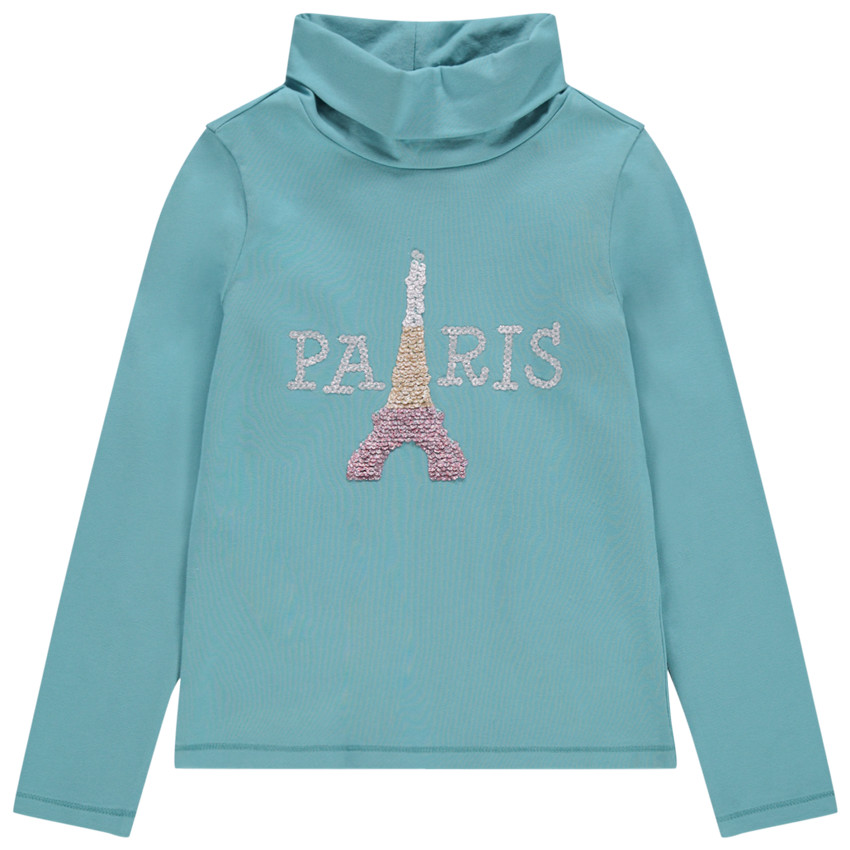 Sous-pull à col roulé avec Tour Eiffel en sequins 