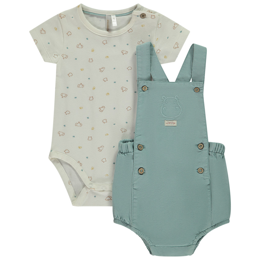 "Σετ 2 τμχ. με κεντημένη μπαρμποτέ για μωρό αγόρι" 