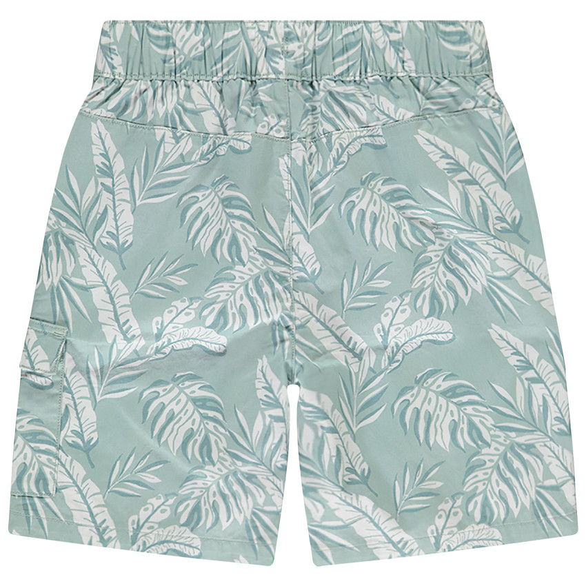 Βερμούδα πάνινη τιρκουάζ με εξωτικό σχέδιο για αγόρι 
