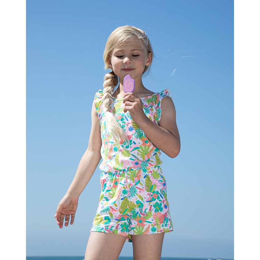 Combishort imprimé à manches volantées pour fille 