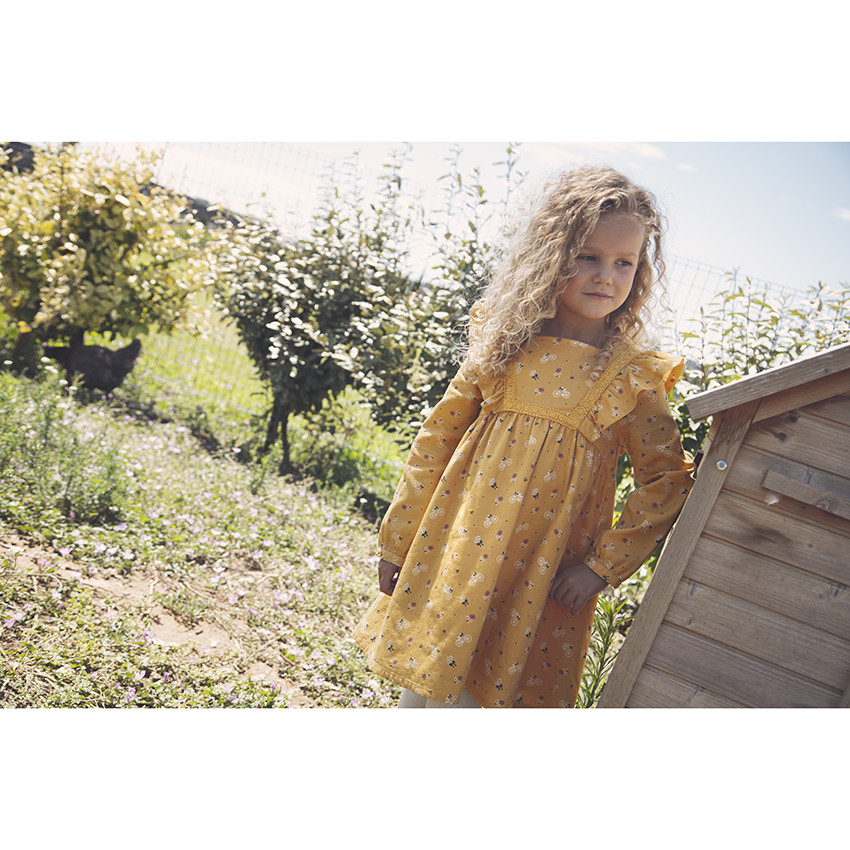 Φόρεμα μακρυμάνικο με σχέδιο και με βολάν για κορίτσι 