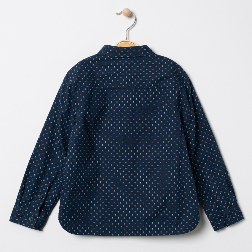 Chemise manches longues à motif all-over et poche 