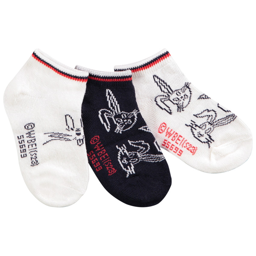 Σετ από 3 ζευγάρια κάλτσες με σχέδιο Bugs Bunny για μωρό αγόρι 