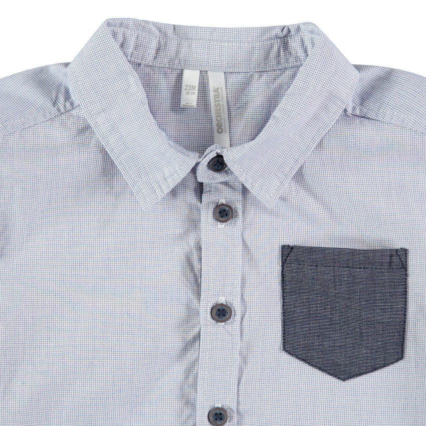 Μακρυμάνικο πουκάμισο με μικρά καρό και τσέπη σε αντίθεση 