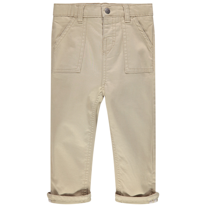 Μονόχρωμο υφασμάτινο παντελόνι με τσέπες 