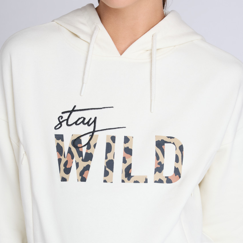 Φούτερ εγκυμοσύνης και θηλασμού με φερμουάρ και print Wild 