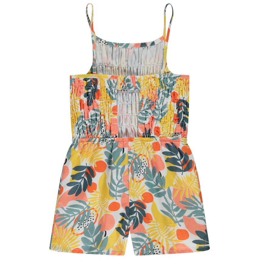 Κοντό φορμάκι effet smocké με φυτικό σχέδιο για κορίτσι 