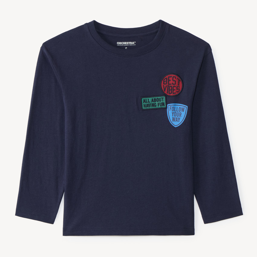 Τ-shirt με μακριά μανίκια για αγόρια με κεντημένα παράσημα 