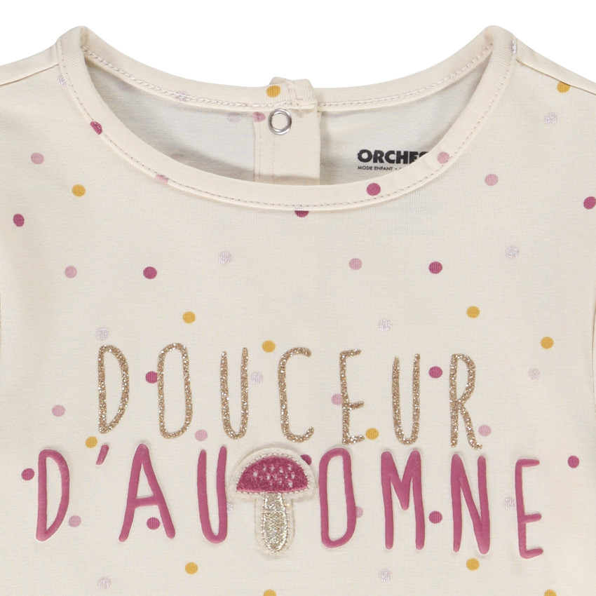 T-shirt manches longues en jersey imprimé pois et print pour bébé fille Main T-shirt manches longues en jersey imprimé pois et print pour bébé fille