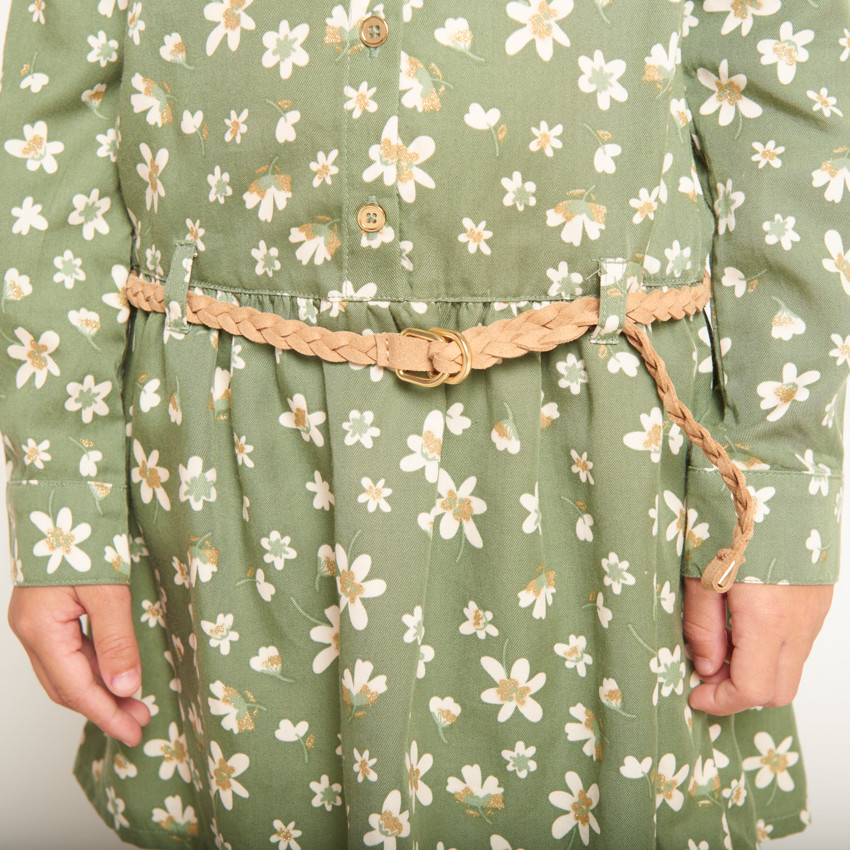 Φόρεμα μακρυμάνικο πάνινο σε στυλ πουκάμισου για κορίτσι 